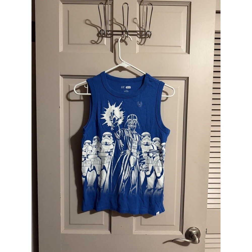 KidsGap Boys Star Wars Graphic Muscule Tank Top NWOT Size Large Blue GAP